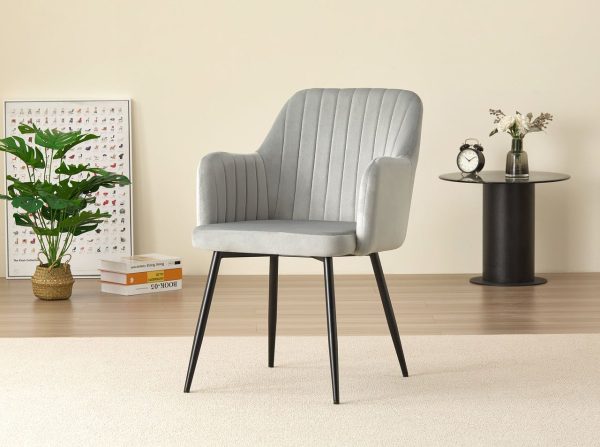 Charlotte Velvet Comfort Dining Chairs Grey Set of 2