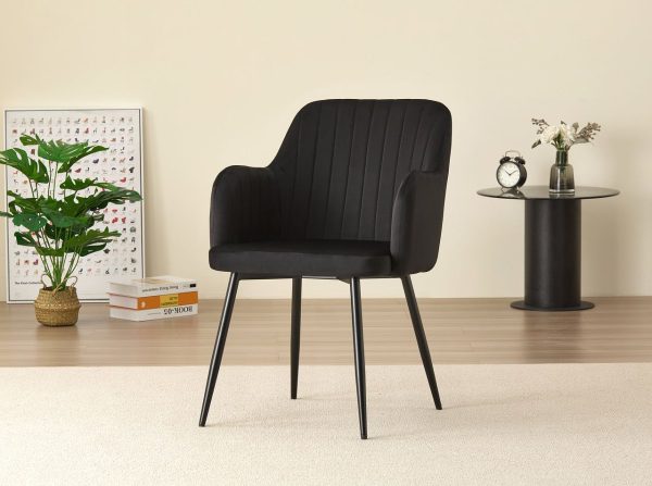 Charlotte Velvet Comfort Dining Chairs Black Set of 2