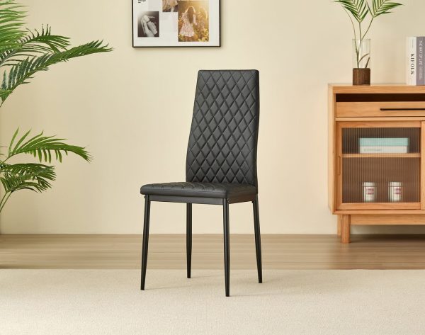 Emily Leather Comfort Dining Chairs Black Set of 4