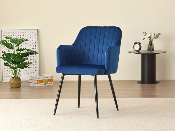 Charlotte Velvet Comfort Dining Chairs Blue Set of 2