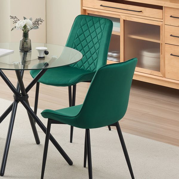 Amelia Velvet Comfort Dining Chairs Green Set of 2