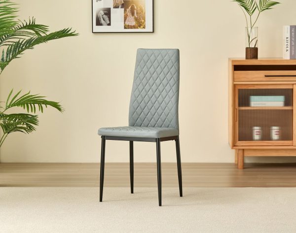 Emily Leather Comfort Dining Chairs Grey Set of 4