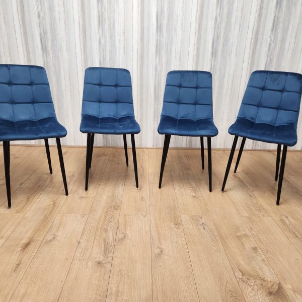 Dining Chairs Set Of 4 Blue Tufted Chairs Velvet Chairs Soft Padded Seat Chairs