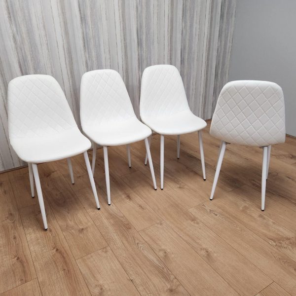 Dining Chairs Set Of 4 white Chairs Stitched Faux Leather Chairs Soft Padded Seat Living Room Chairs Kitchen Chairs