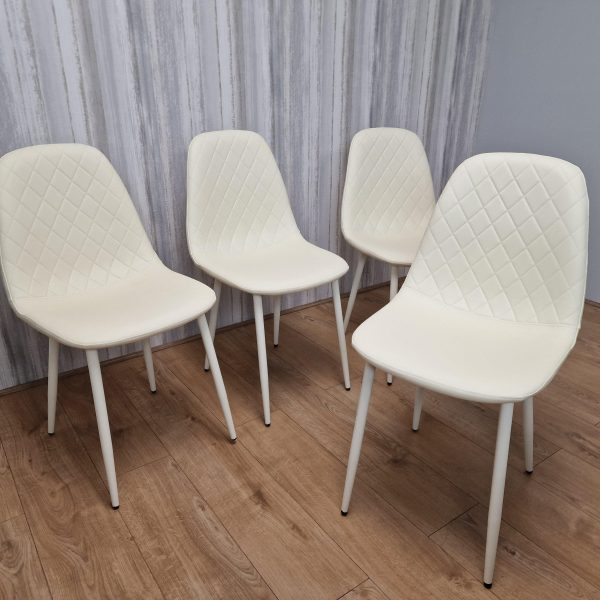 Dining Chairs Set Of 4 Cream Chairs Stitched Faux Leather Chairs Soft Padded Seat Living Room Chairs Kitchen Chairs