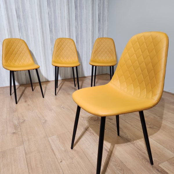 Dining Chairs Set Of 4 Mustard Chairs Stitched Faux Leather Chairs Soft Padded Seat Living Room Chairs Kitchen Chairs