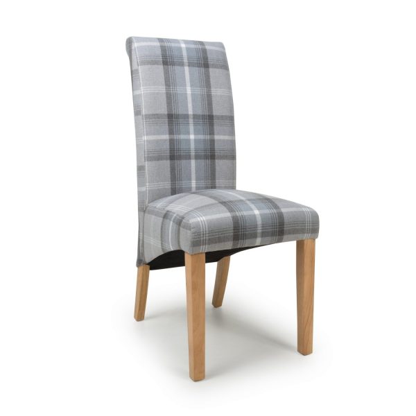 Karta Scroll Back Check Grey Dining Chair