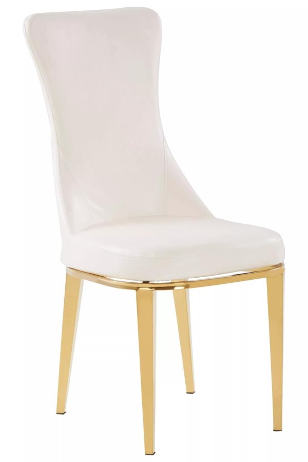 White Dining Chair Comfortable Leather Desk Chair Backrest Dining chair Faux White Leather