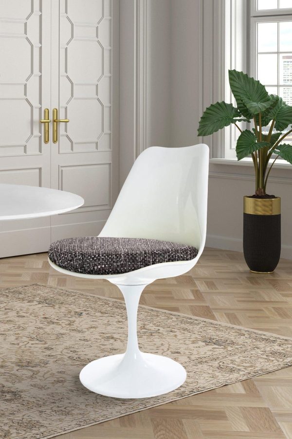 White Tulip Dining Chair with Textured Cushion