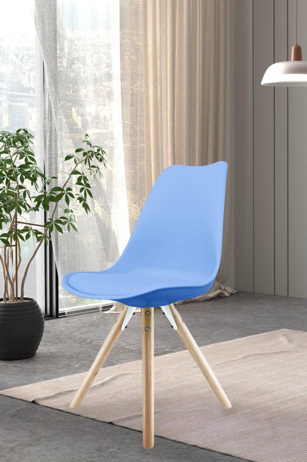 Soho Plastic Dining Chair with Pyramid Light Wood Legs