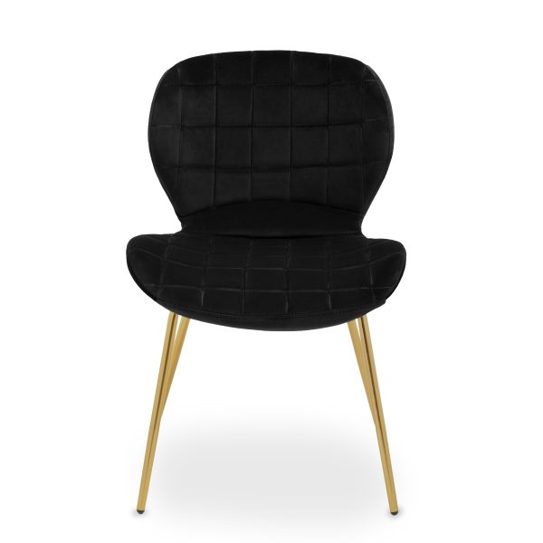 Black Velvet Dining Chair Luxury Dining Chair Modern Black Velvet Dining Chair with Gold Finished Legs