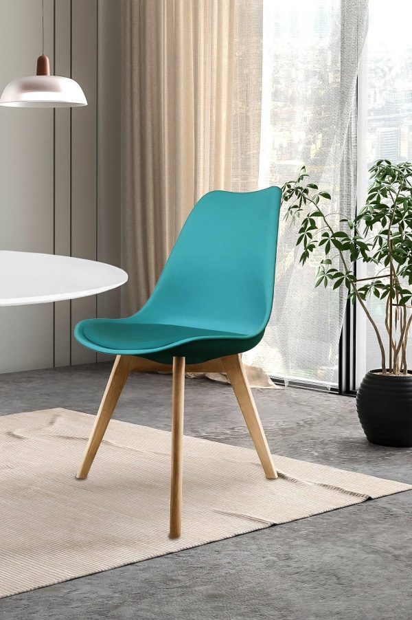 Soho Plastic Dining Chair with Squared Light Wood Legs