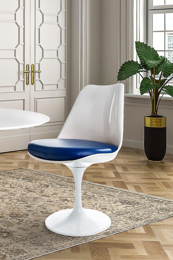 White Tulip Dining Chair with PU Cushion