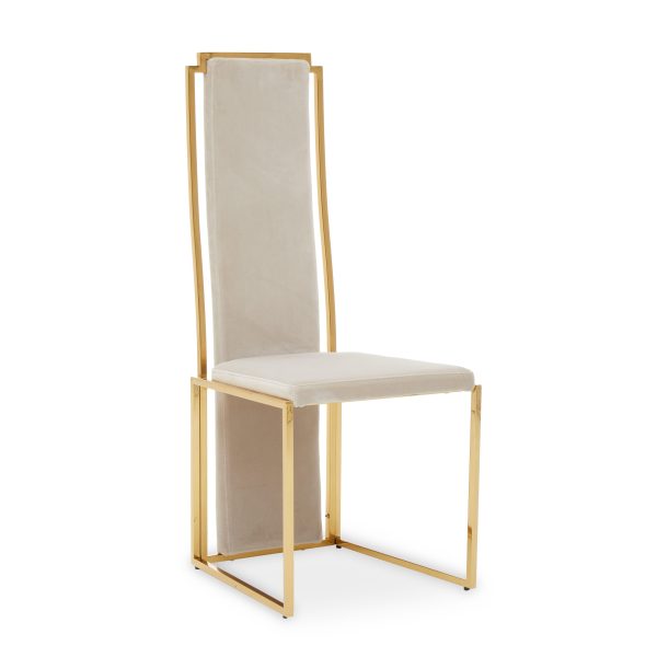 Luxurious Modern Dining Chair Stainless Steel Gold Finished Frame Accent Chair Natural Fabric Dining Chair