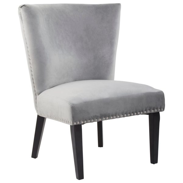 Velvet Dining Chair Dining Room Accent Chair Velvet Upholstered Wing Chair with Wooden Legs