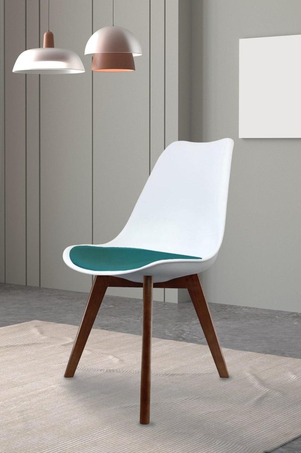 Soho Plastic Dining Chair with Squared Dark Wood Legs