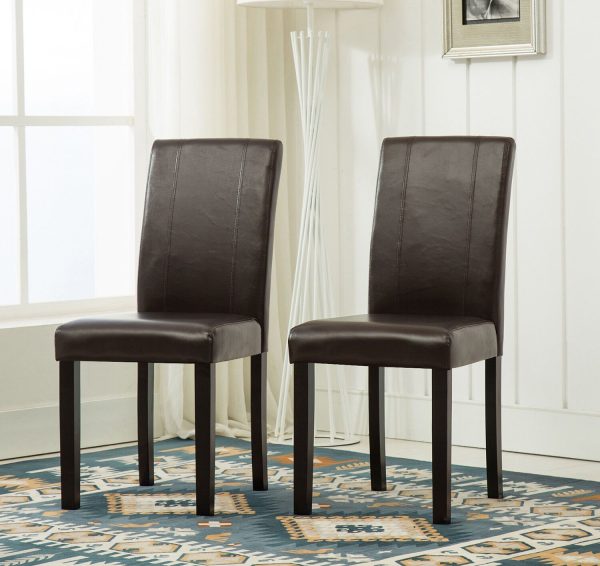 Set of 2 Faux Leather Dining Chairs