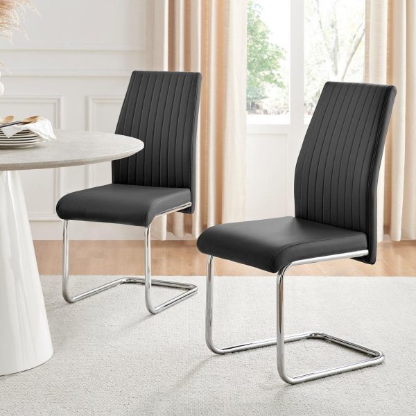 2x Lorenzo Faux Leather Chrome Dining Chairs