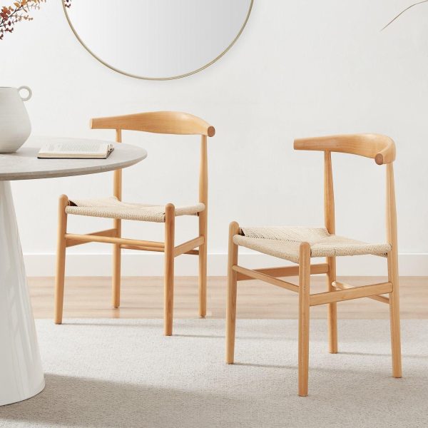 Lugar 2x Solid Beech Wooden Rope Dining Chairs