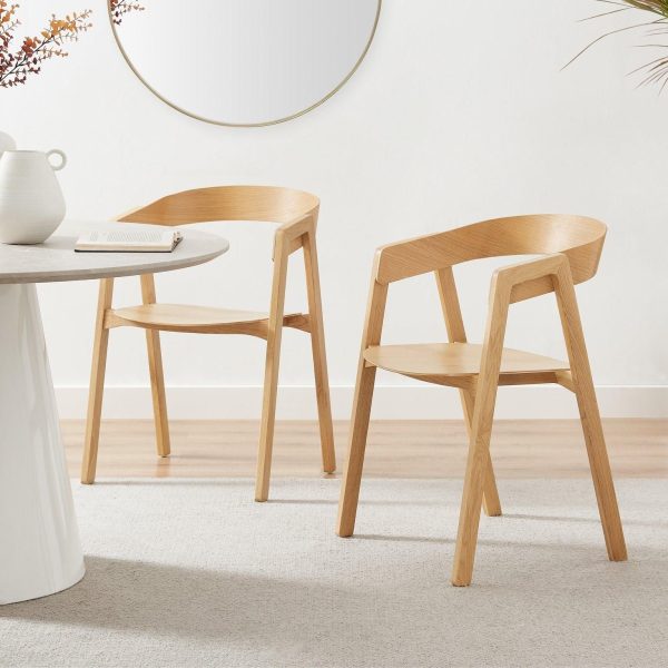 Masa 2x Solid Oak and Veneer Wooden Dining Chairs