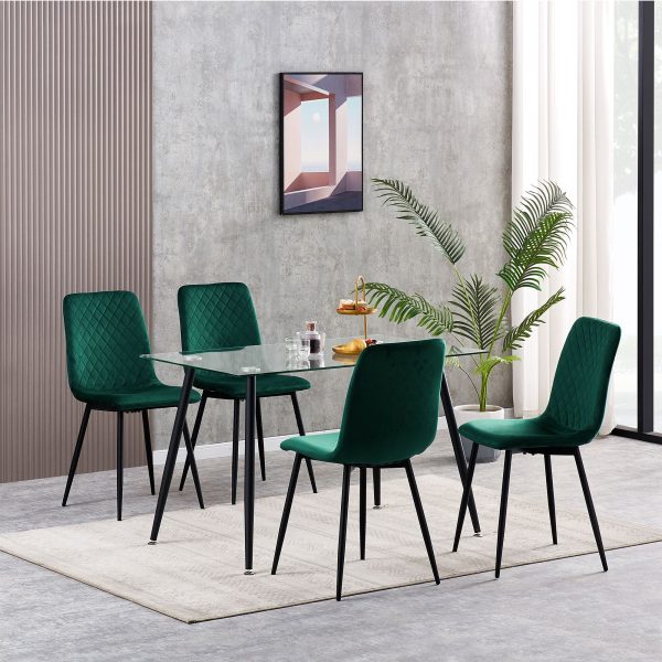 Set of 4 Velvet Fabric Upholstered Dining Chairs Lexi