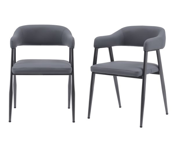 MMT Dining Chairs Set of 2 Wrap Around Armchair Vintage Design in Tan Grey or Black for Sophisticated Spaces Grey