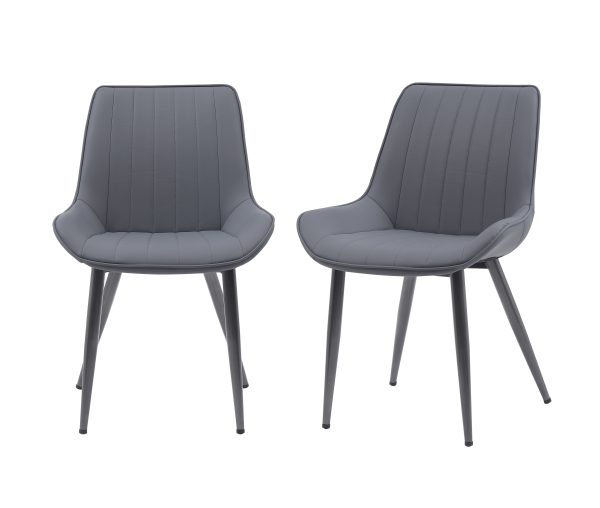 MMT Dining Chairs Set of 2 Grey or Tan Bucket Style High Back with Black Legs 545x625x85 cm Dark Grey