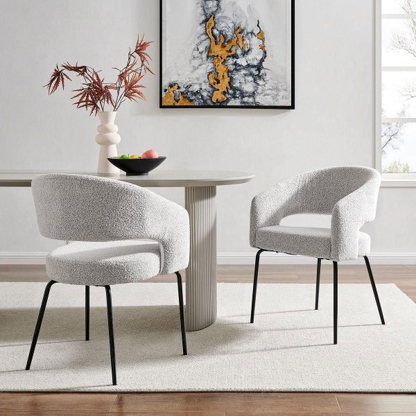 Jasmine Light Grey Boucle Dining Chair Set Of 2