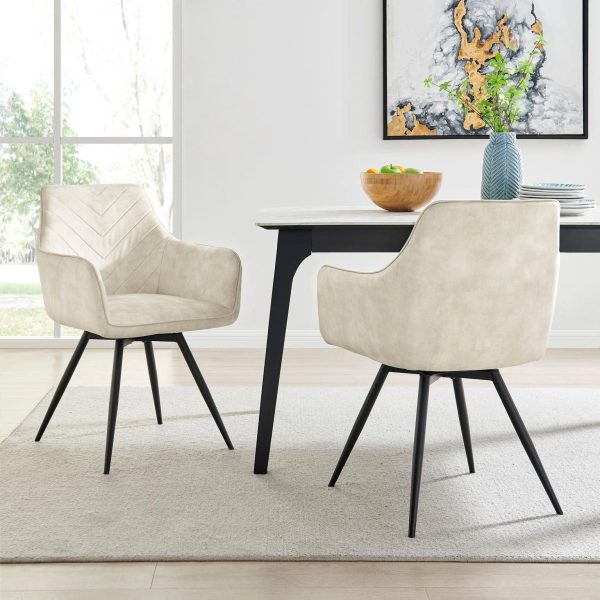 Plush Velvet Swivel Dining Chair with Diamond Stitch Set of 2