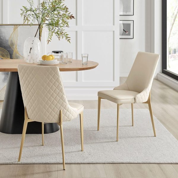 Cream Faux Leather Dining Chair With Gold Legs