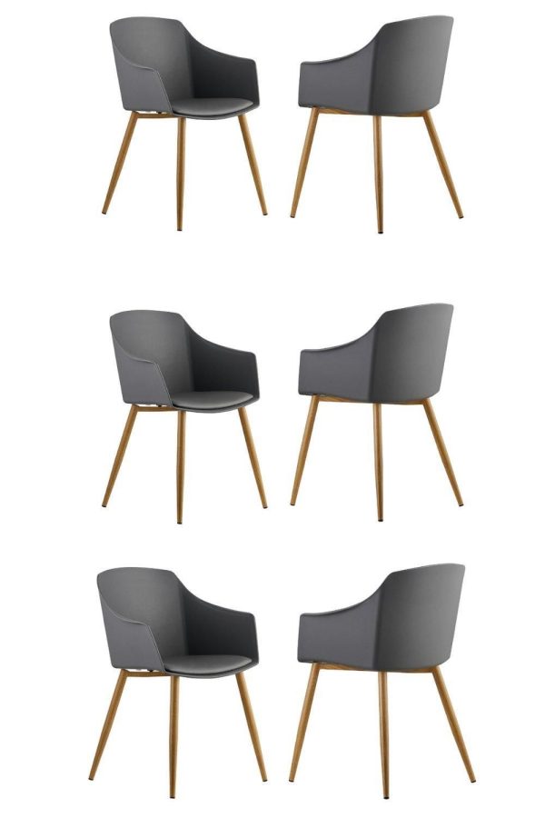 Set of 6 Eden Dining Chairs with Leather Cushions Dining Armchair