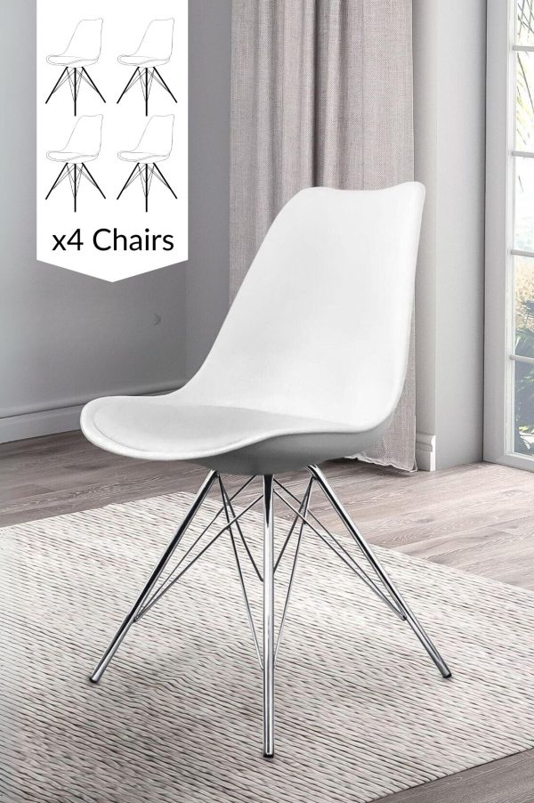 Set of 4 Soho Plastic Dining Chairs with Chrome Metal Legs