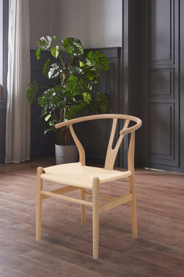 Wishbone Beechwood And Natural Hemp Weave Dining Chair