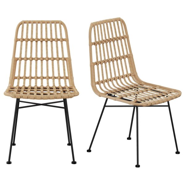 Set of 2 Rattan Dining Chairs