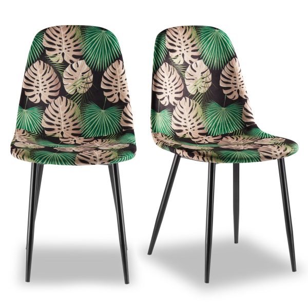 Tropical Palm Print Set of 2 Dining Chairs