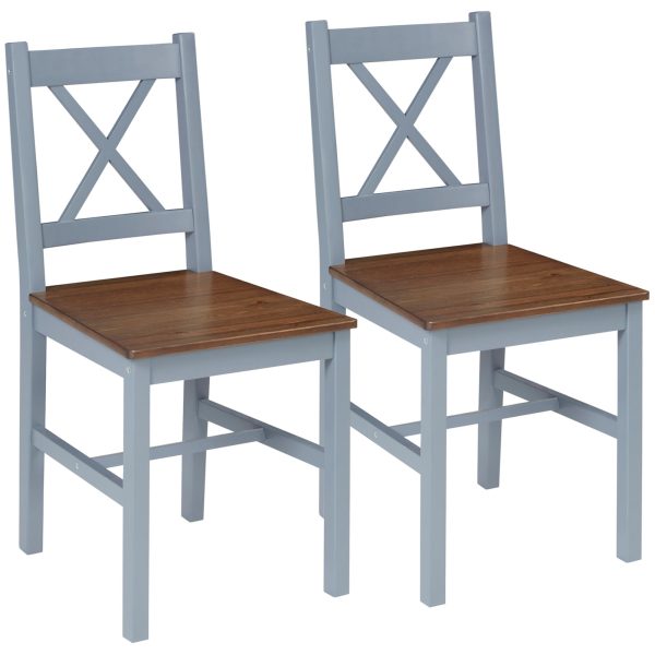 Wood Dining Chairs Set of 2 with Cross Back for Living Room Kitchen