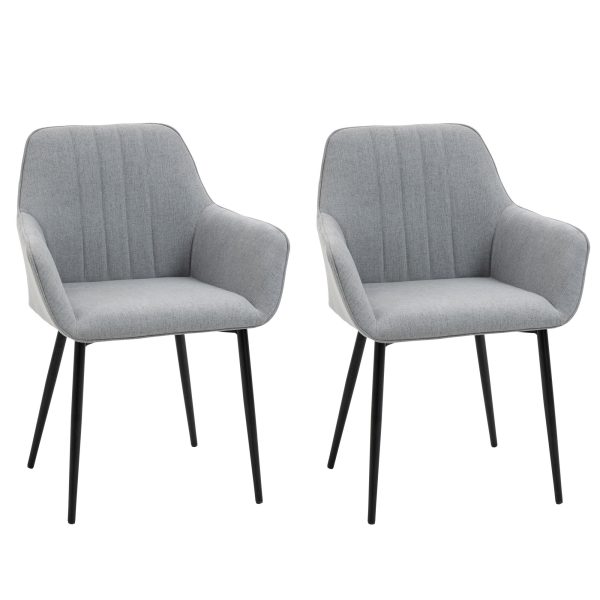 Dining Chairs Set of 2 Linen Fabric Accent Chairs Metal Legs