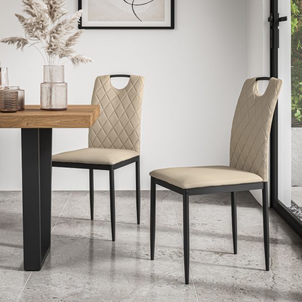 Set Of 4 Monza Faux Leather Dining Chair Modern Padded Seat Metal Legs Kitchen