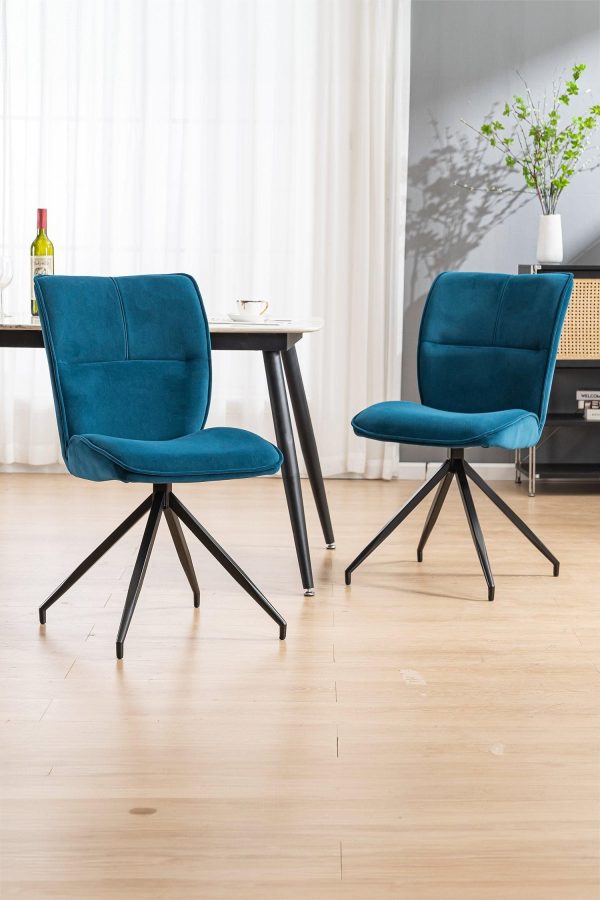 Set of 4 Dina Modern Velvet Dining Chair Padded Seat Metal Legs