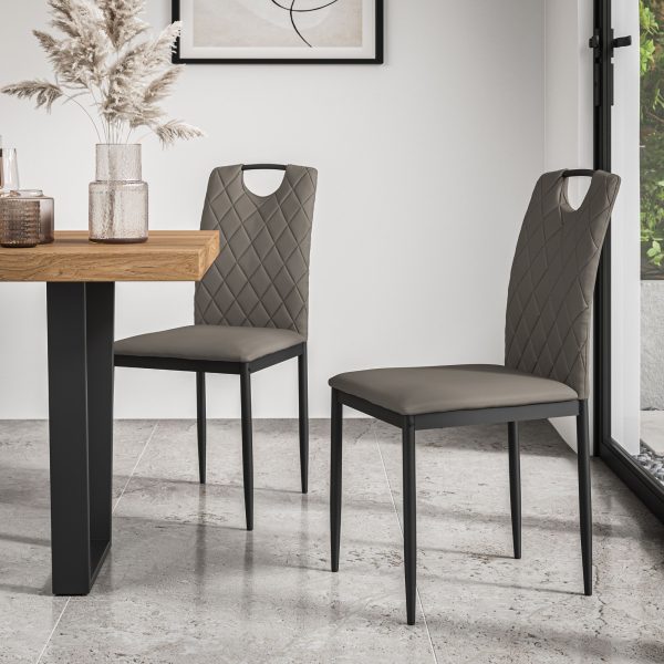 Set Of 2 Monza Faux Leather Dining Chair Modern Padded Seat Metal Legs Kitchen