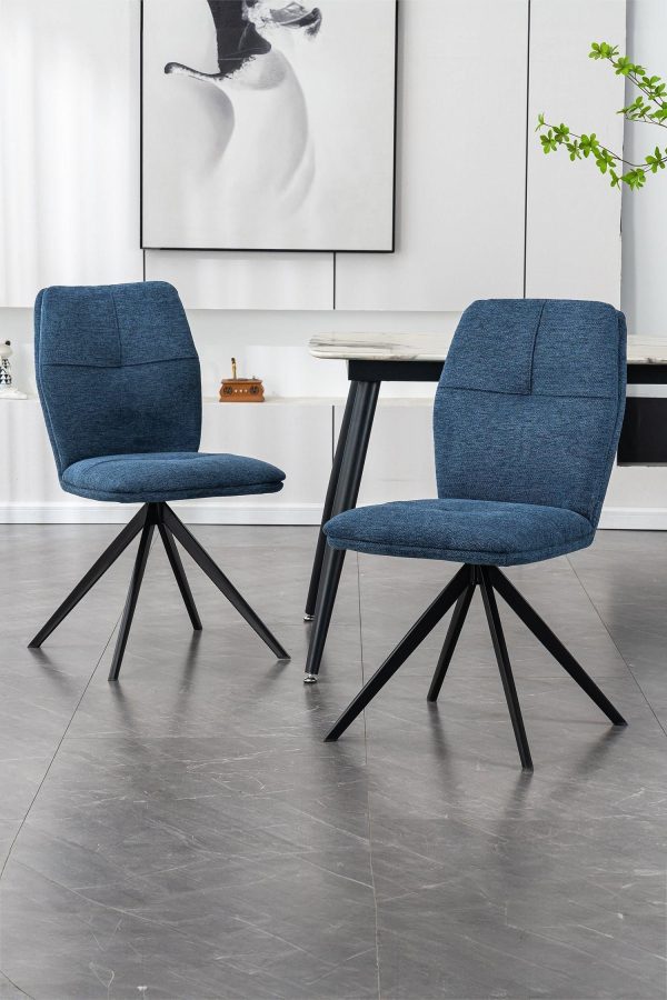 Set of 6 Luna Modern Fabric Dining Chair Padded Seat Metal Legs