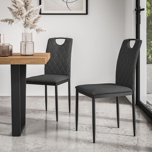 Set Of 2 Monza Fabric Dining Chair Modern Padded Seat Metal Legs Kitchen