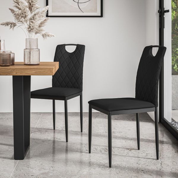 Set Of 6 Monza Faux Leather Dining Chair Modern Padded Seat Metal Legs Kitchen