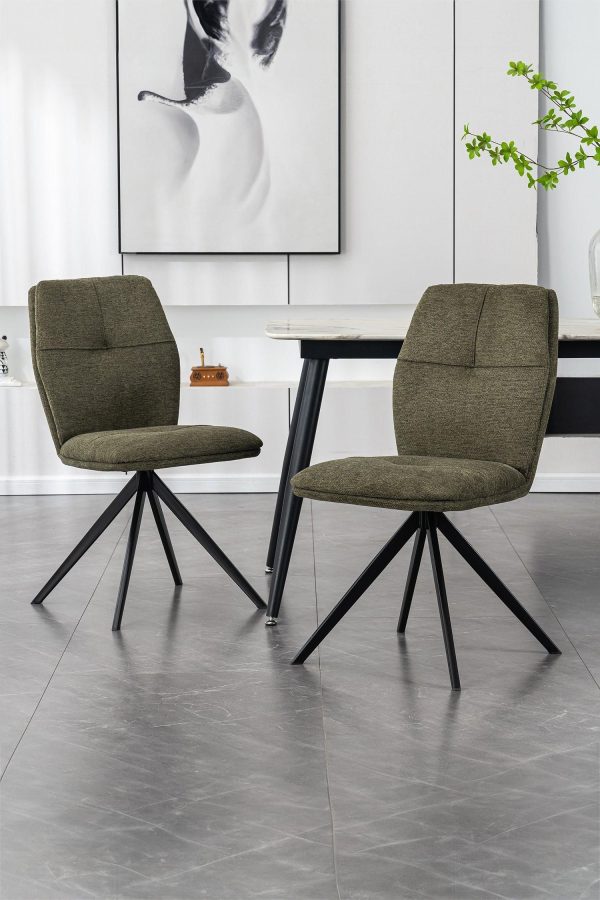 Set of 2 Luna Modern Fabric Dining Chair Padded Seat Metal Legs