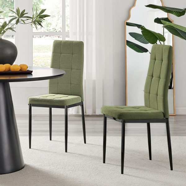 Set 2 Paloma Modern Fabric Dining Chairs On Black Legs