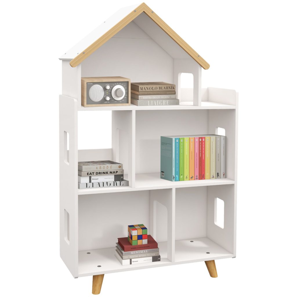 3 Tier Toy Storage Shelf Children Bookcase with 6 Cubby White