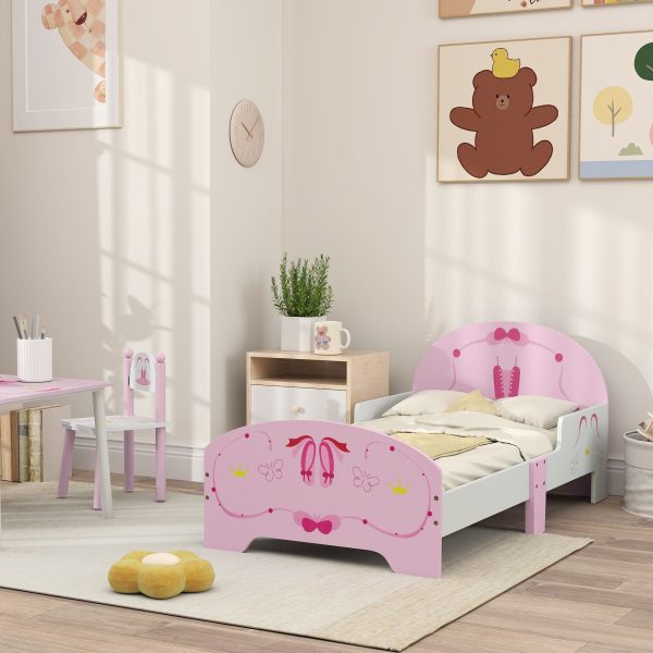 Ballet Theme Toddler Bed Frame with Safety Rails for 3 6 Years