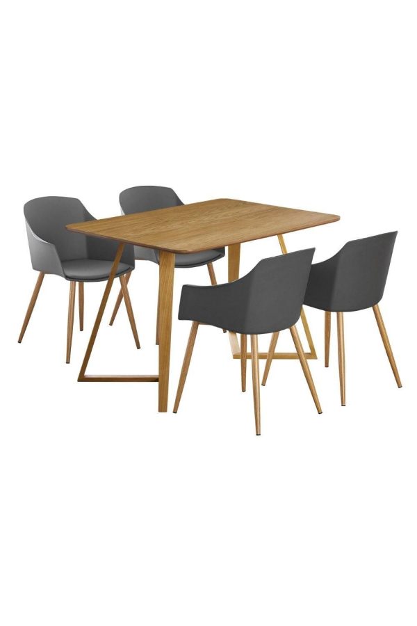 Eden Dallas Dining Table Chairs Set of 4 an Oak Dining Table 4 Plastic Chairs w Arms leather Cushions Dining Set