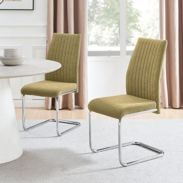 Lorenzo 2x Fabric Silver Leg Dining Chair