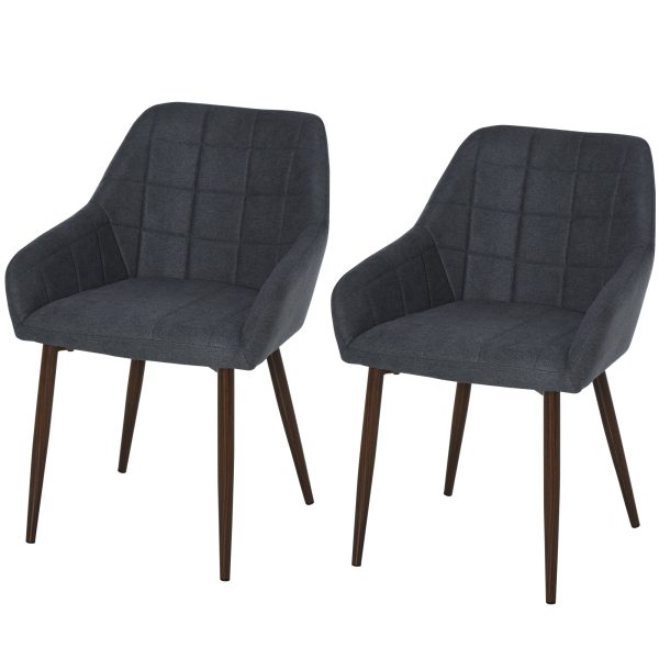 2 Pieces Mid Back Dining Chair with Metal Leg Sponge Padding for Home Office